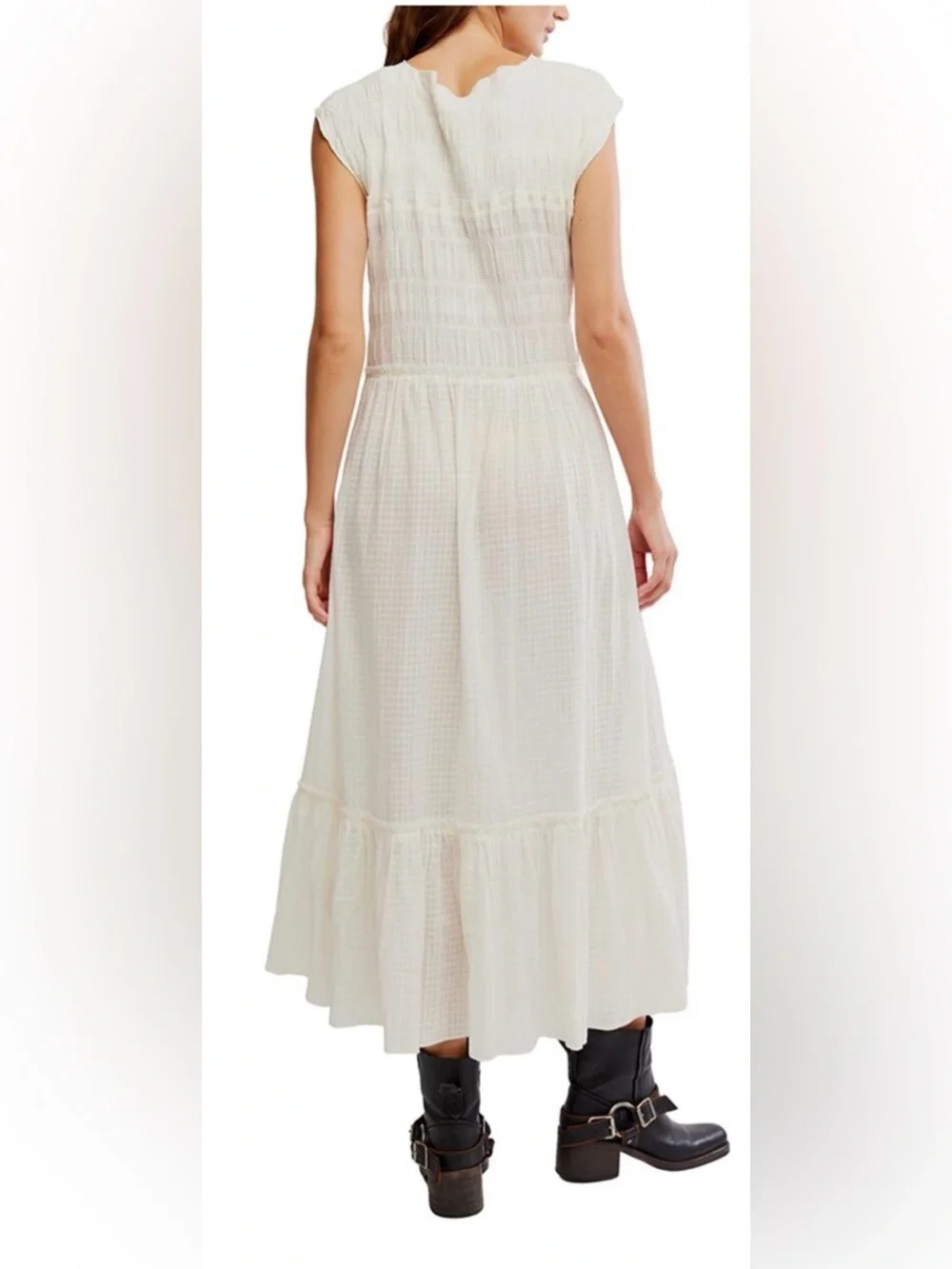FREE PEOPLE Desert Dazed Dress /White Button-Front Maxi Dress size extra large - Picture 8 of 15